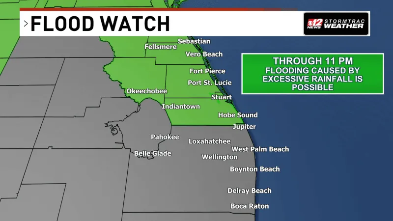Flood watch issued for Treasure Coast, Okeechobee through 11 p.m.