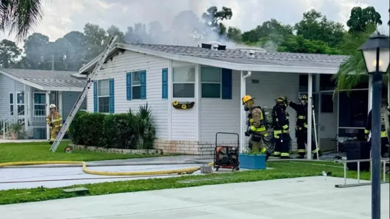 Firefighters extinguish mobile home fire in Stuart; cat rescued