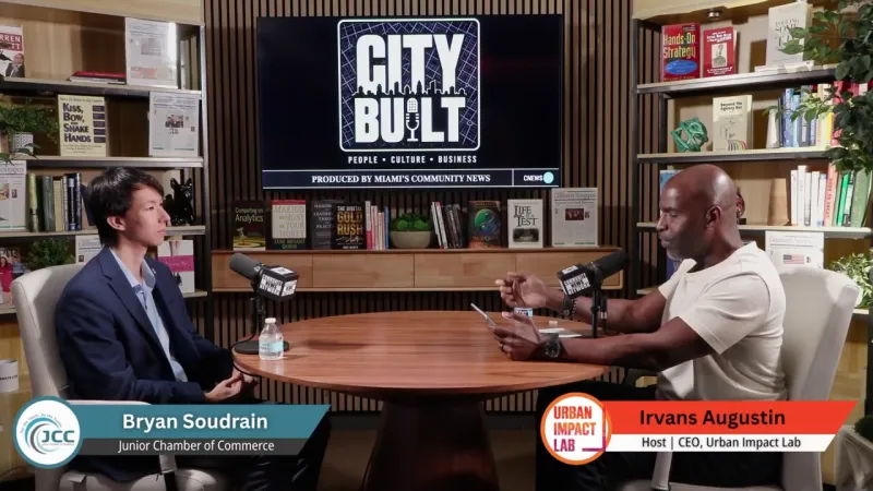 Bryan Soudrain of the Junior Chamber of Commerce Joins Irvans Augustin on City Built