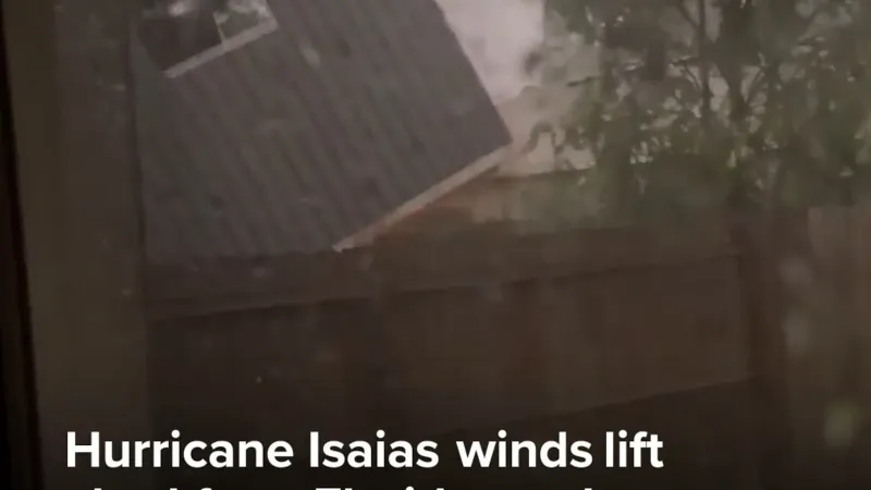 Hurricane Isaias winds lift shed from Florida yard