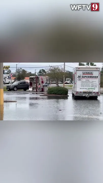 Hurricane Isaias Aftermath: Semi truck flipped over #shorts (Video)