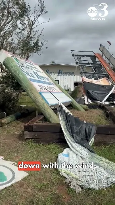 Business sign damaged in Midway-Tiger Point area during Isaias (Video)