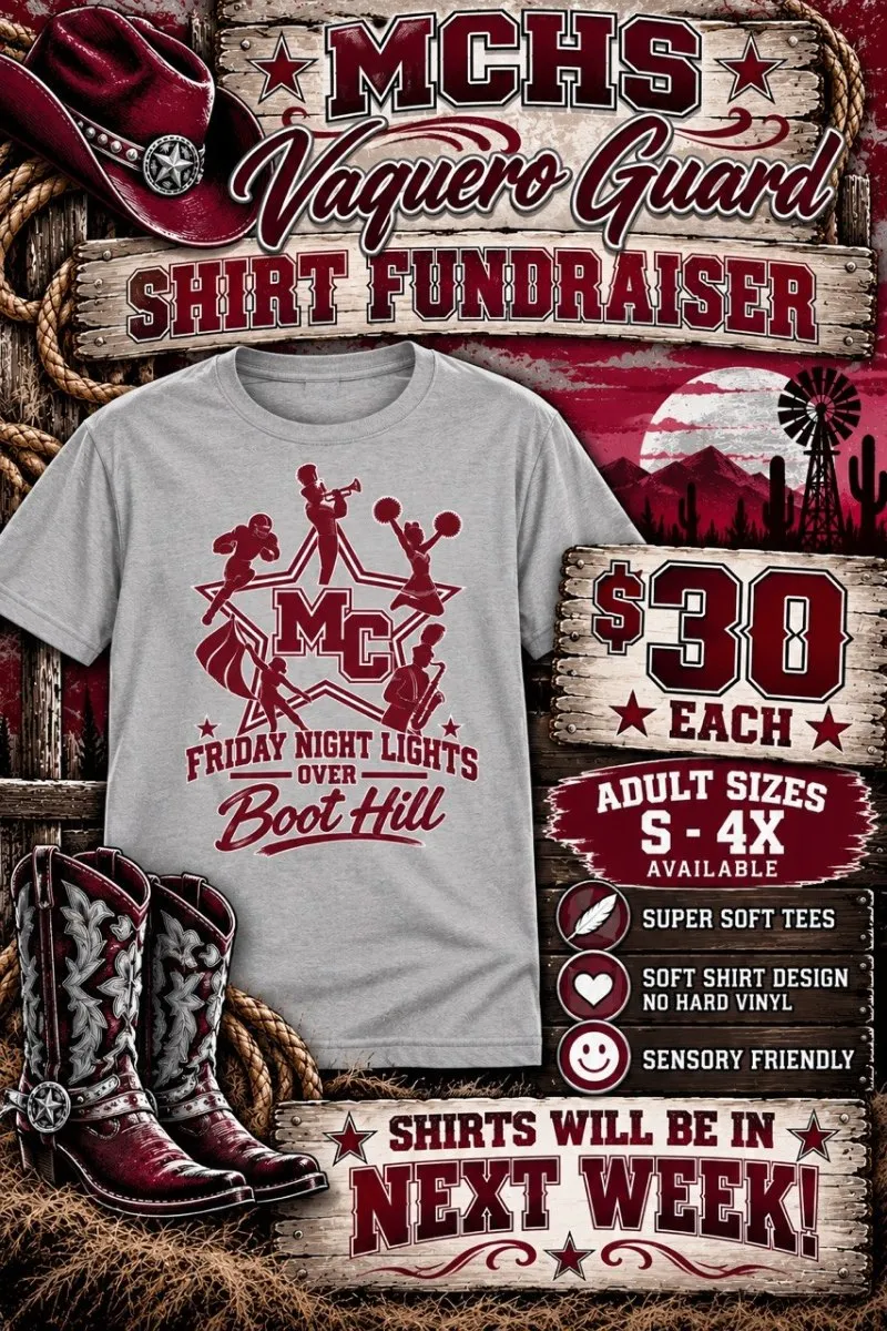 MCHS Vaquero Guard fundraiser selling t-shirts