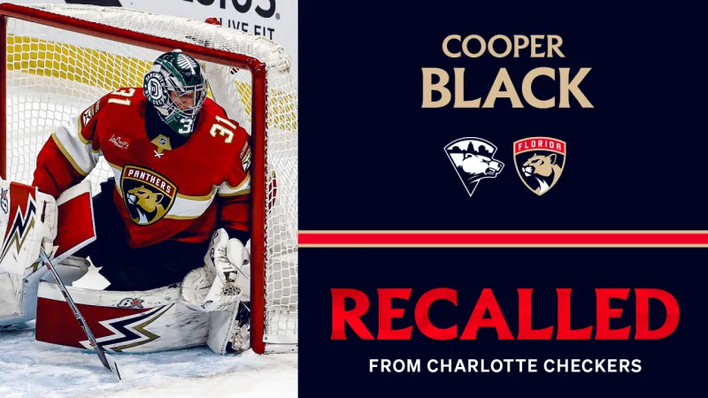 Panthers recall goaltender Cooper Black from AHL