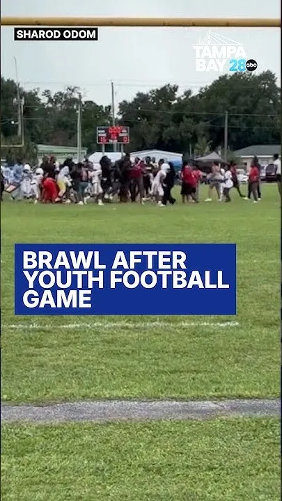 Brawl after youth football game (Video)