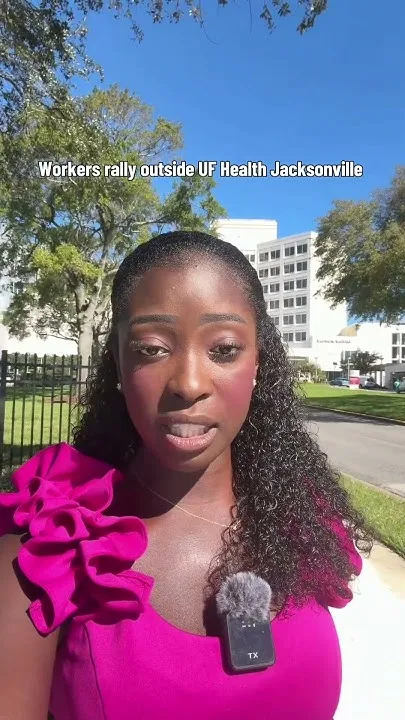 Workers rally outside UF health Jacksonville (Video)