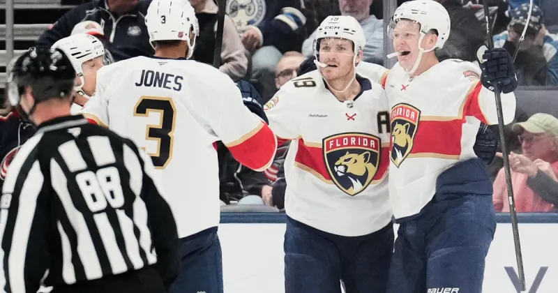 Brady Tkachuk's hat trick, Matthew Tkachuk's five assists lead Panthers past Blue Jackets 7-3