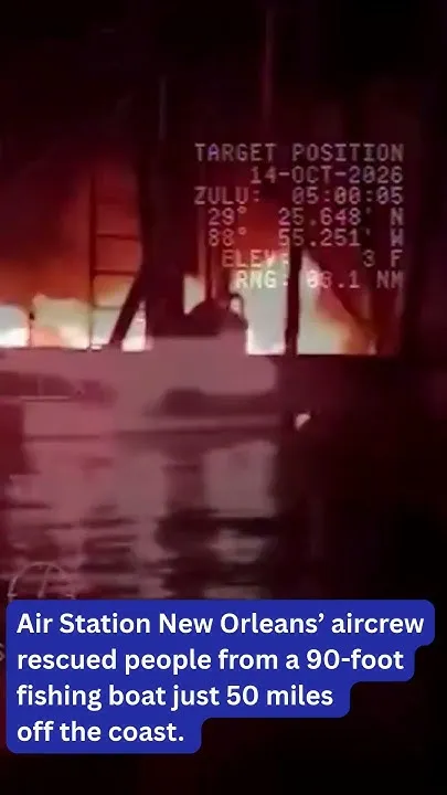 Four people rescued from burning boat (Video)