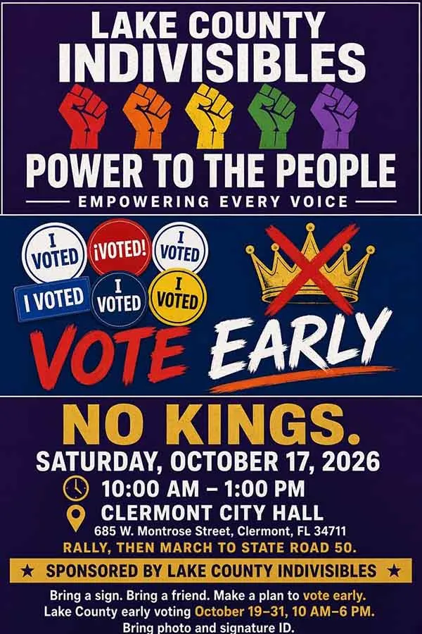 Clermont Community Invited to "No Kings: Vote Early" Rally and March