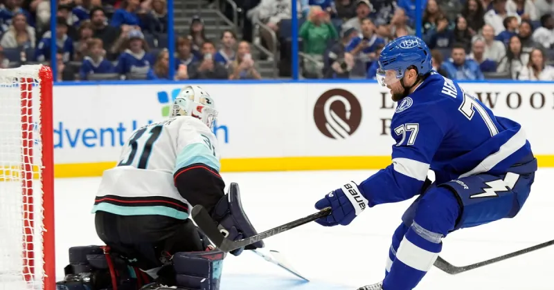 Victor Hedman's goal 2:07 into overtime lifts Lightning past Kraken 4-3
