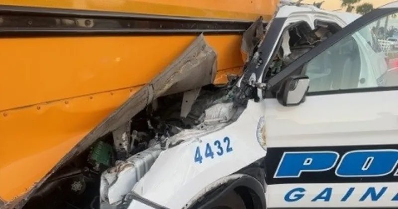 4 hurt after Gainesville Police cruiser hits Marion County school bus