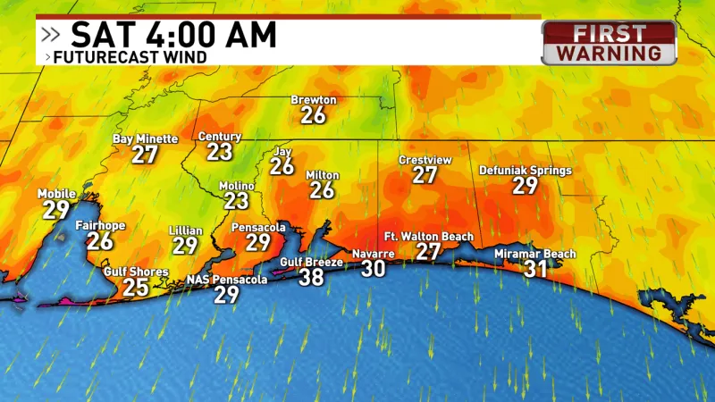 Wind Advisory issued, 40 mph wind gusts forecast this weekend in Northwest Florida
