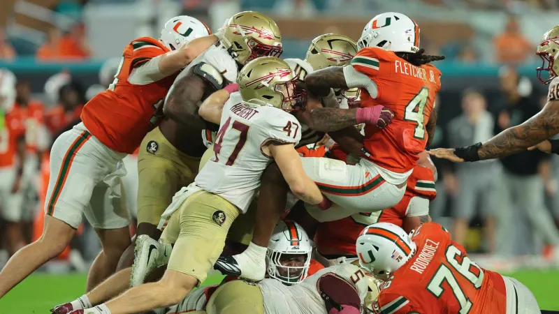 No. 3 Miami survives thanks to referees against Florida State 43-35 in double overtime