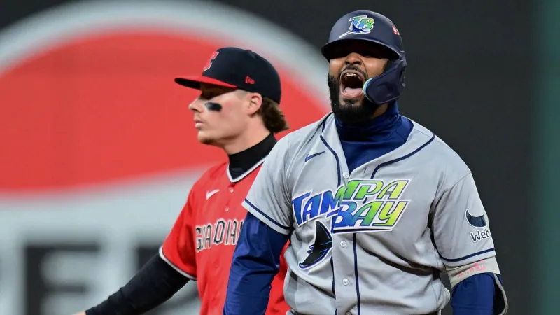 Rays bats overcome Junior Caminero near-miss, come alive in Game 4 vs Guardians
