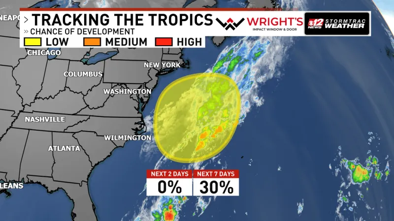 NHC monitoring possible subtropical development off the Southeast coast