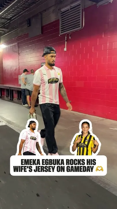Emeka Egbuka arrives on gameday reppin' his wife Laney Egbuka & her BK Hcken jersey  #nfl #bucs (Video)