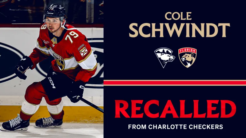 Panthers recall forward Cole Schwindt, loan forward Sam Lafferty to AHL