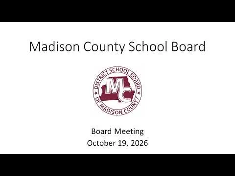 Madison School Special Meeting- October 19, 2026 (Video)