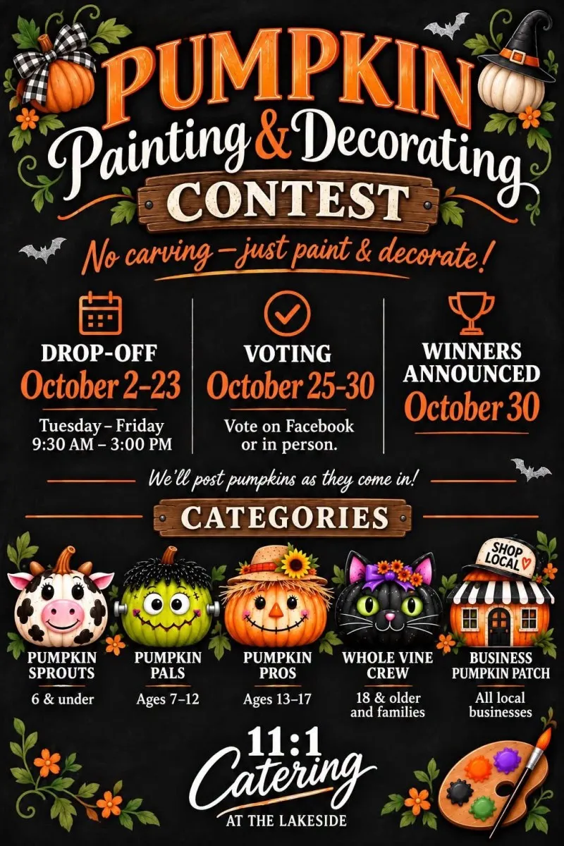 11:1 Catering is hosting a Pumpkin Painting and Decorating Contest