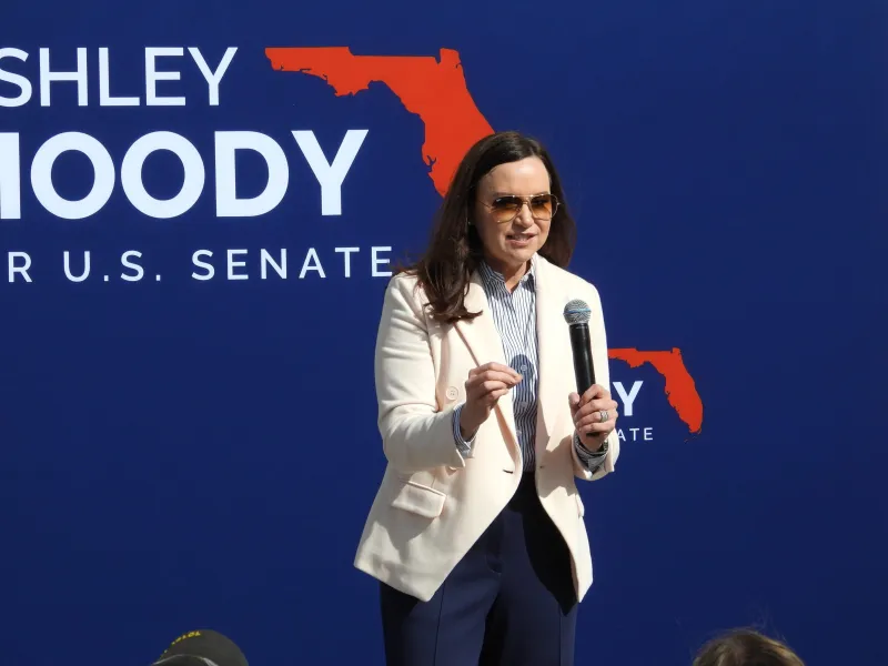 Ashley Moody says she's not avoiding the press, then walks away during Flock camera question