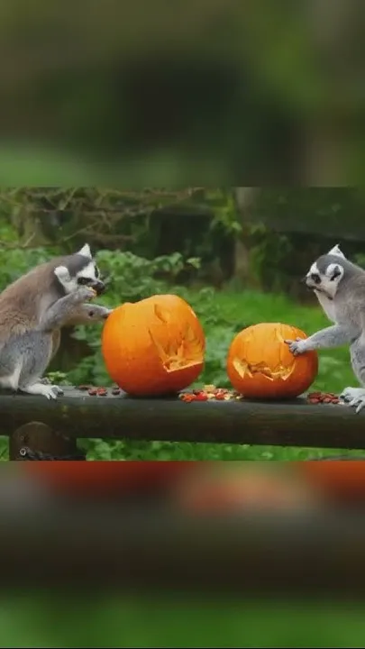 Whipsnade Zoo animals feast on Halloween treats in England (Video)