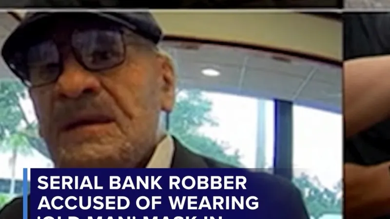 Serial bank robber accused of wearing 'old man' mask in latest heists
