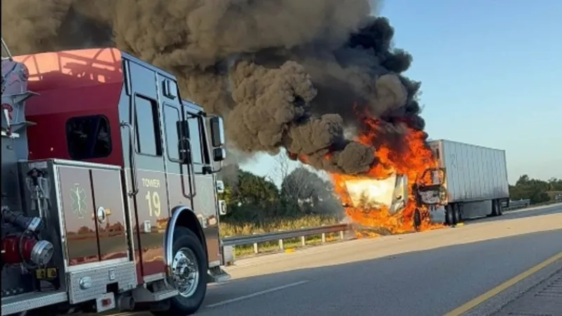 Fire crews extinguish Turnpike semi-truck blaze, then respond to crash at same spot