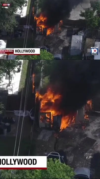 Flames engulf shed in Hollywood (Video)