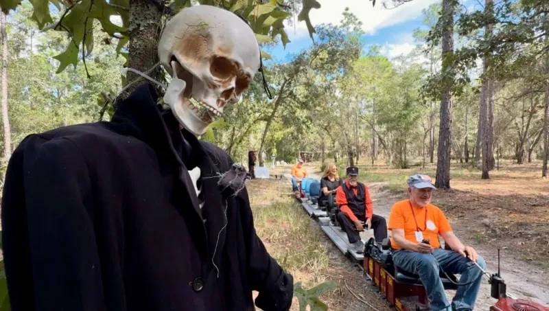 All aboard for a spooky Halloween ride in Shady Hills