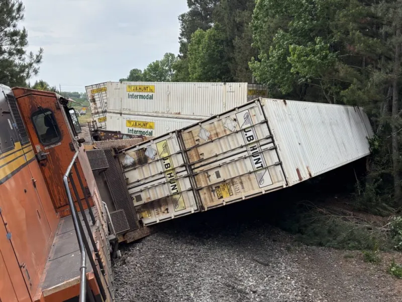 Train derails after colliding with tractor-trailer in Hall County; multiple crossings closed