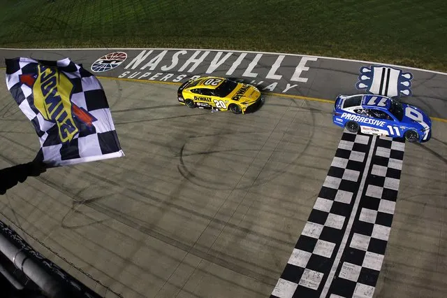 NASCAR: Denny Hamlin earns late win in dramatic fashion at Nashville; Elliott finishes top-5