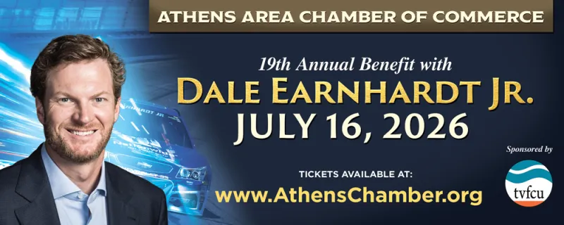 Dale Earnhardt Jr. to Speak at Athens Chamber Benefit Sponsored by TVFCU; Tickets on Sale