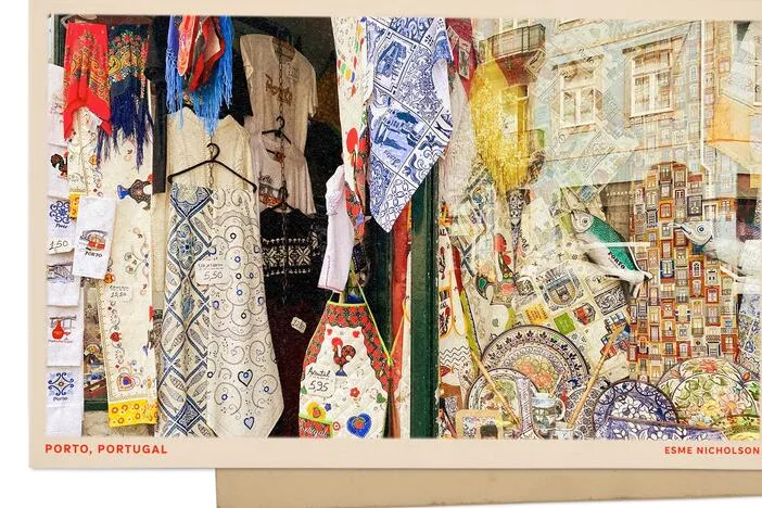 Greetings from Porto, whose lanes are lined with colorful textiles