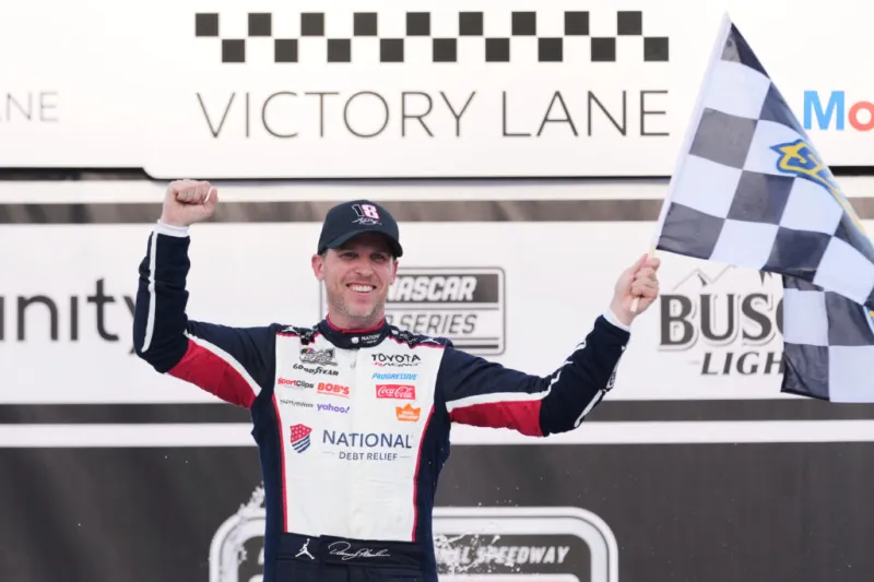 Denny Hamlin dedicates NASCAR victory at Michigan to Kyle Busch