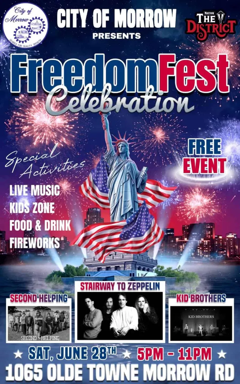 Morrow's Freedom Fest features fireworks, music, a festival, and more on Saturday, June 27th