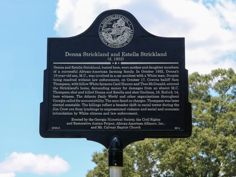 Georgia Historical Society Unveils New Historical Marker About Denna and Estella Strickland in Coweta County