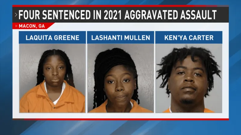 Four sentenced in 2021 Macon romantic dispute assault that left woman severely injured
