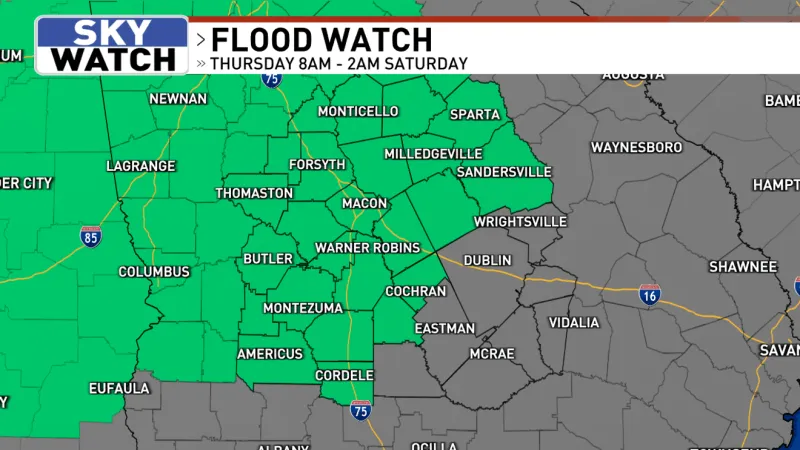 Flood Watch Issued for Middle Georgia