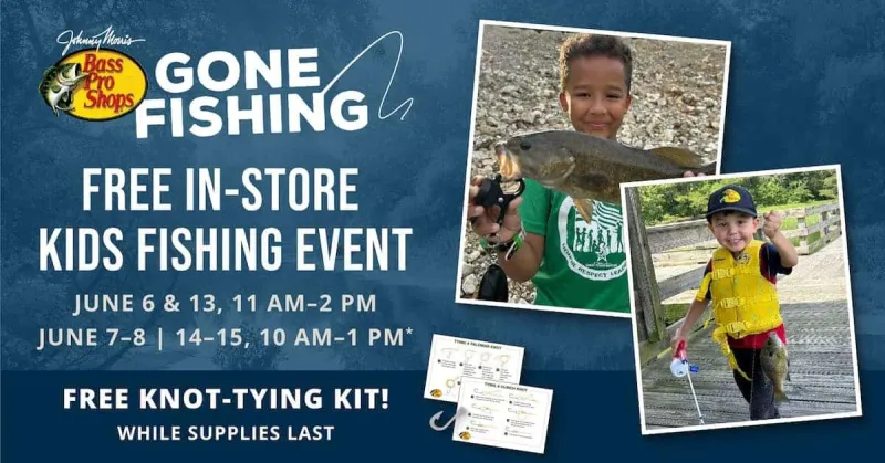 FREE "Gone Fishing" catch-and-release event for kids at Bass Pro Shops this weekend