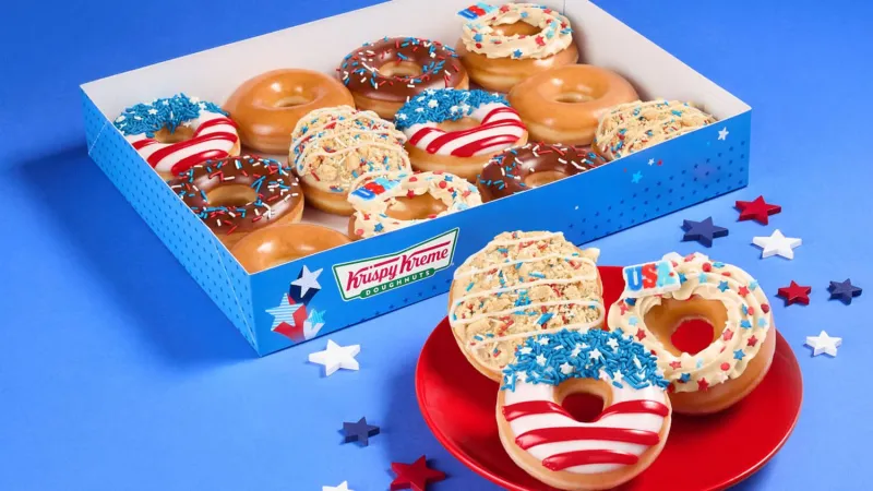 Krispy Kreme: Wear red, white, & blue on July 4th for a FREE glazed donut