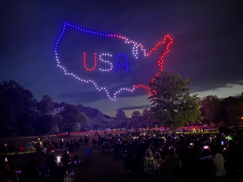Hundreds gather for inaugural Stars Over Clayton drone show