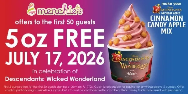 Menchie's celebrates Disney's "Descendants: Wicked Wonderland" movie with FREE frozen yogurt & toppings
