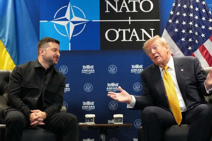 Trump wraps NATO summit on a positive note, after meeting Zelenskyy