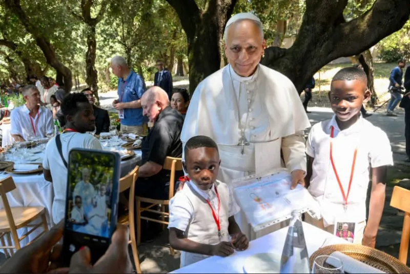 Pope Leo shares meal with vulnerable guests at Castel Gandolfo