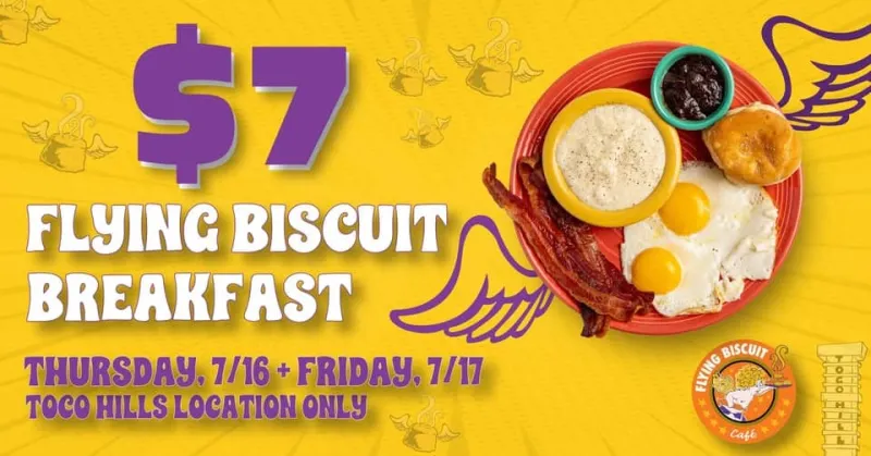Flying Biscuit's Toco Hills location offers $7 Flying Biscuit Breakfast on Thursday & Friday this week