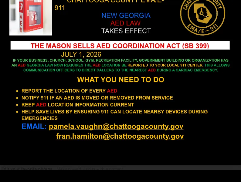 Chattooga County Now Requires AED Registration Under New State Law
