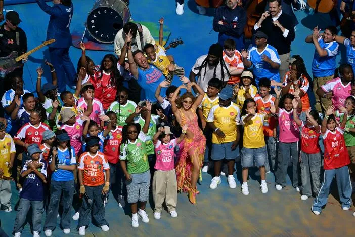 A cavalcade of international stars headlined the World Cup's first-ever halftime final show