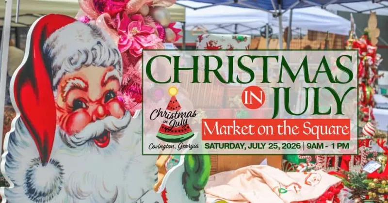 Shop local and meet Summer Santa at the Christmas-in-July Market on the Covington Square on Saturday
