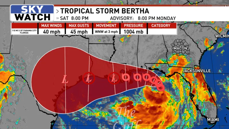 Tropical Storm Bertha arrives, but Middle Georgia dodges major impacts
