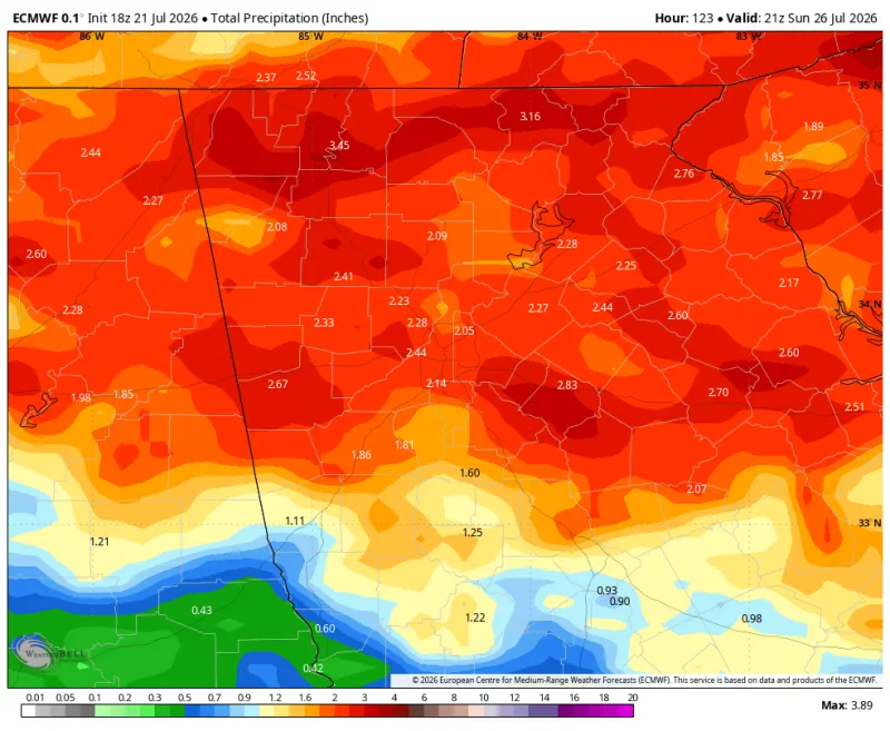 Isolated flooding possible through Friday across North Georgia